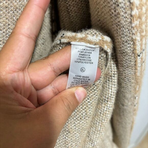 NWT Cyrus Womens Tan Beige Plaid Collared Size XL Long Sleeve Long Outwear Coat - Picture 9 of 10